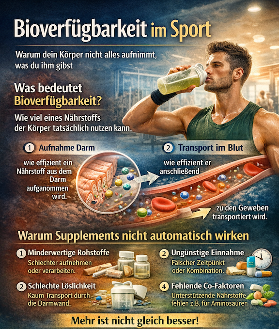 Bioverfügbarkeit im Sport: Warum dein Körper nicht alles aufnimmt, was du ihm gibst.