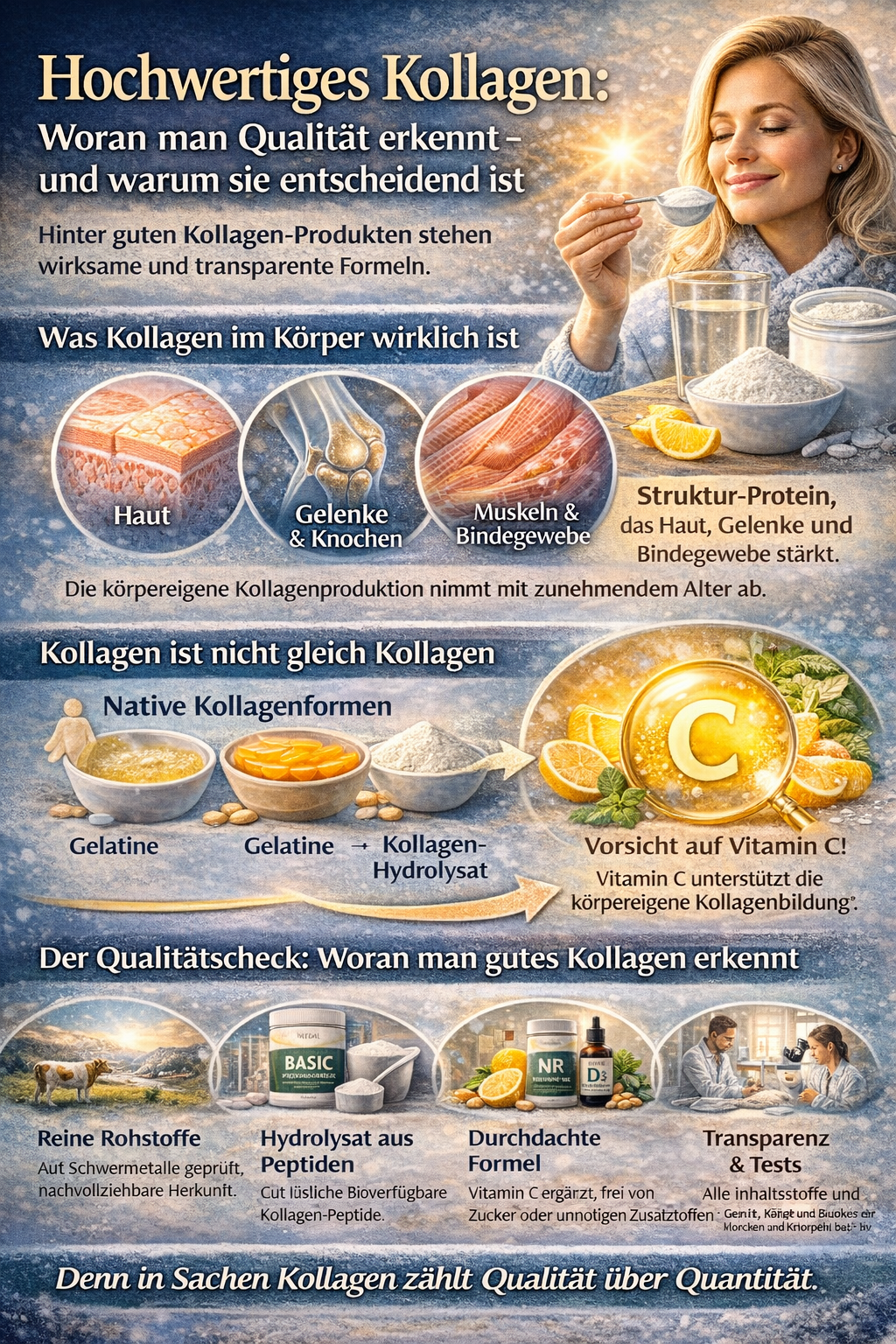 Hochwertiges Kollagen: Woran man Qualität erkennt – und warum sie entscheidend ist.