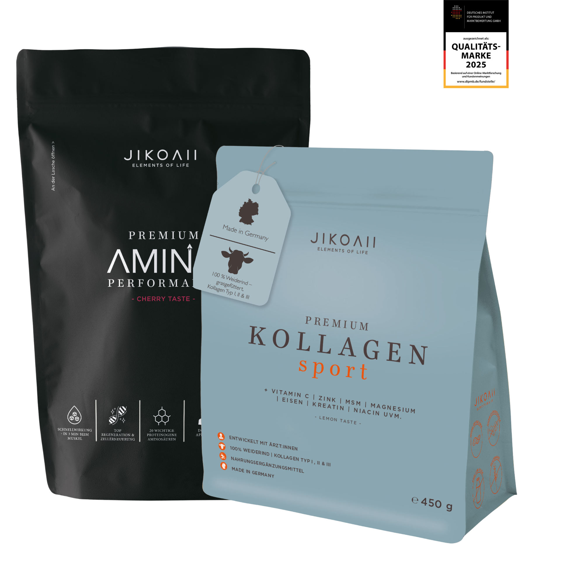 JIKOAII Premium Set - Kollagen Sport & Amino Kirsch