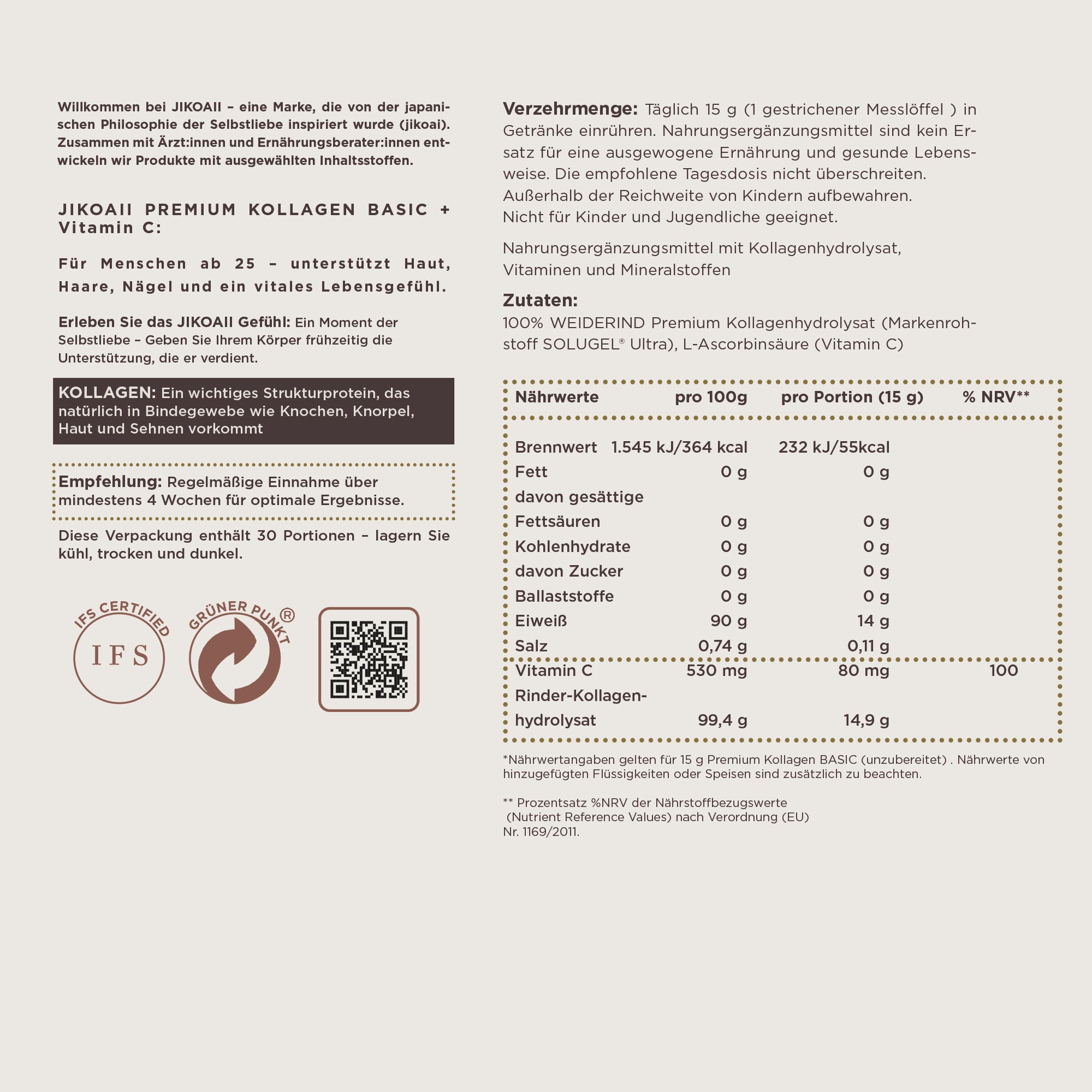 Premium Kollagenhydrolysat + Vitamin C | JIKOAII®
