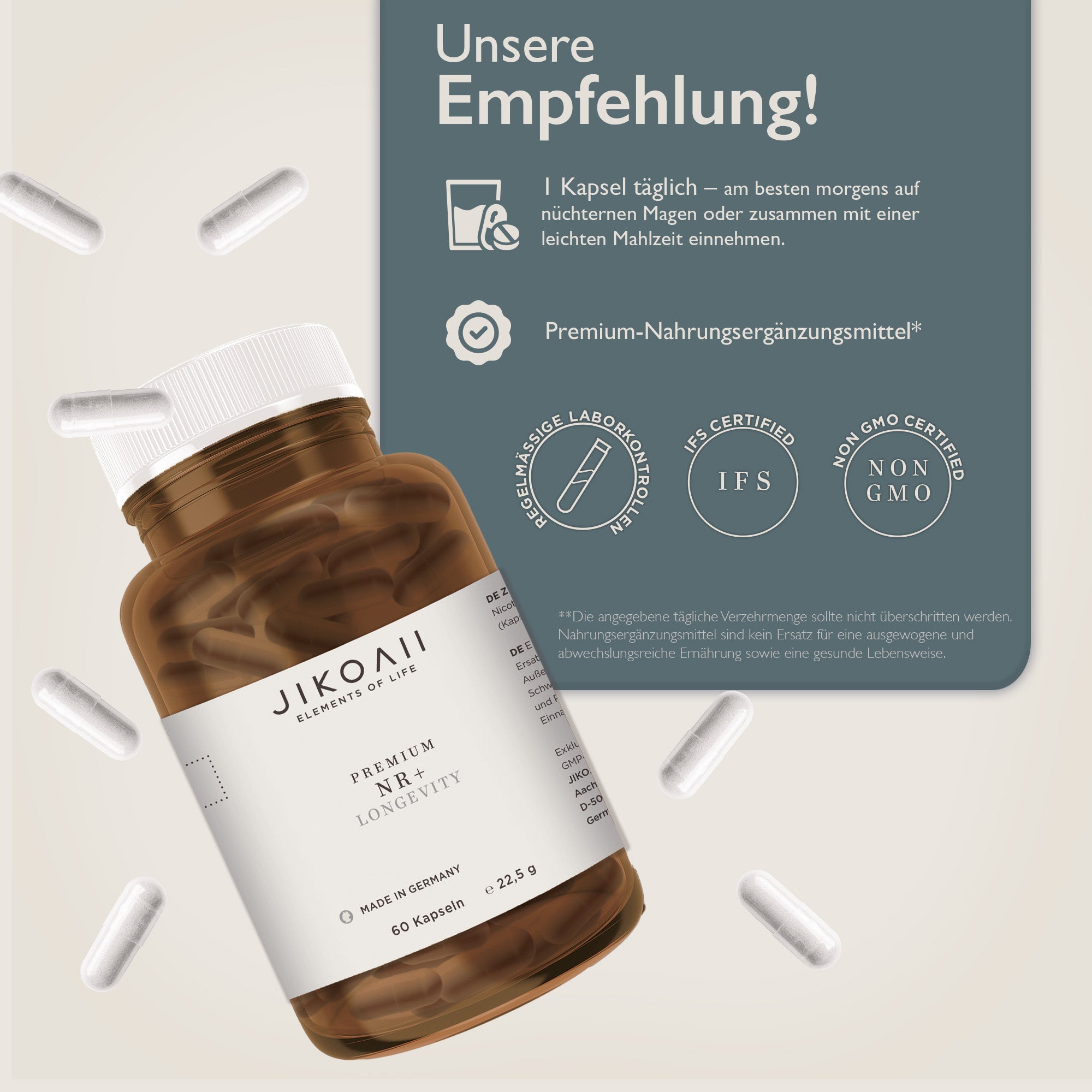 PREMIUM NR+ , hochwertigste Nährstoffe die unterstützen - 60 Kapseln