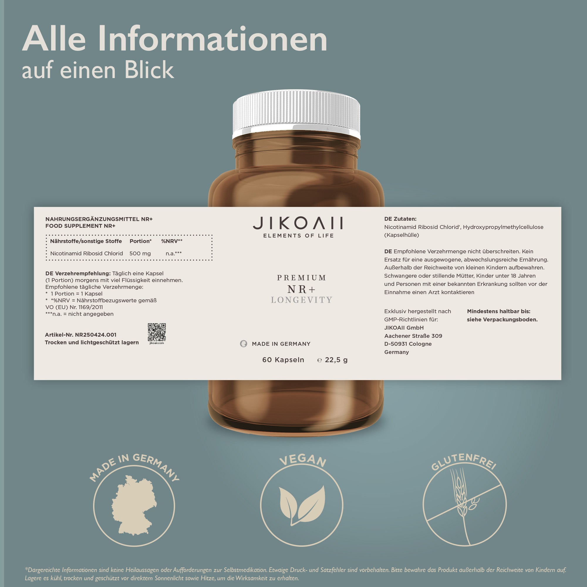 PREMIUM NR+ , hochwertigste Nährstoffe die unterstützen - 60 Kapseln