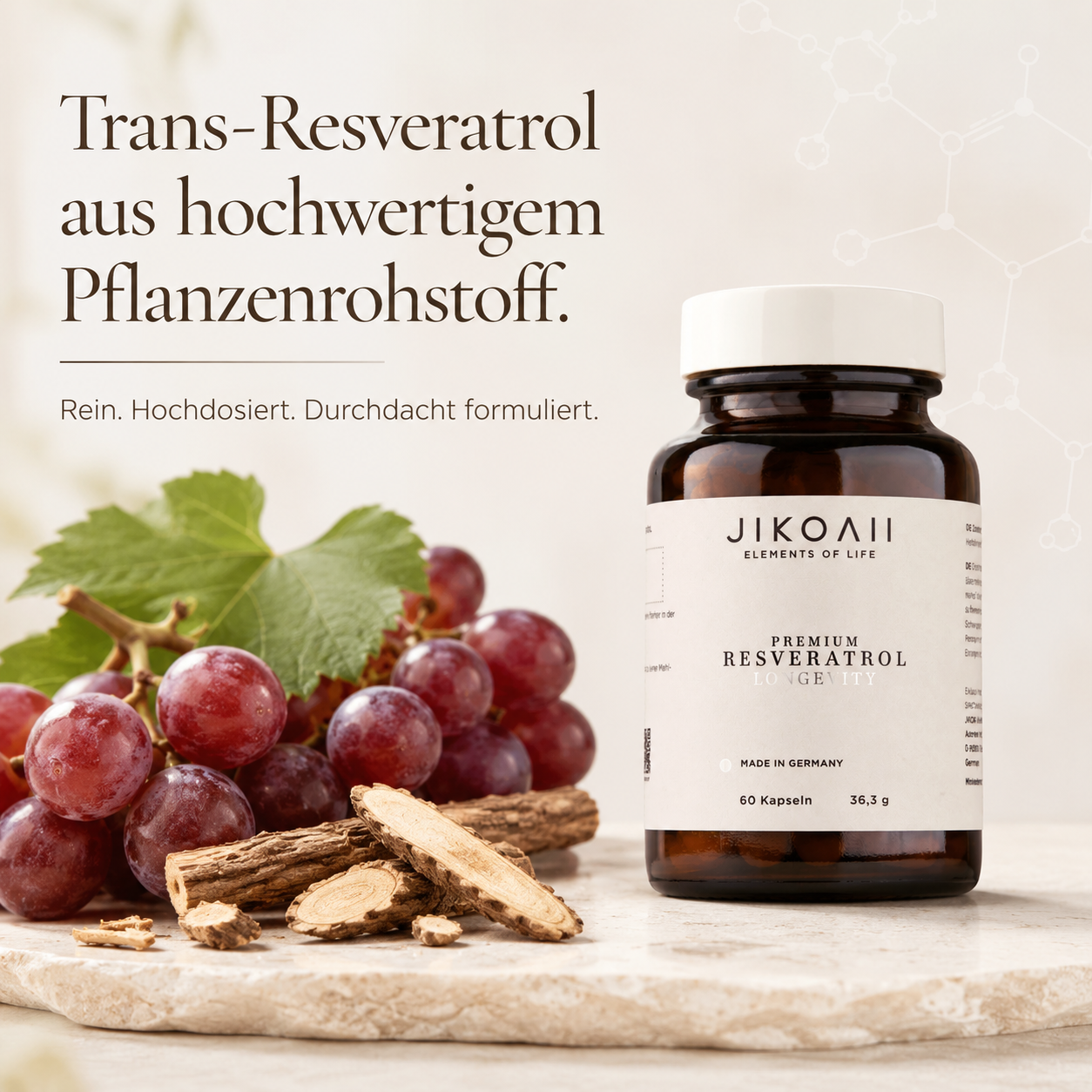 RESVERATROL | Anti-Aging & Zellschutz | Hochdosiert & vegan | JIKOAII®