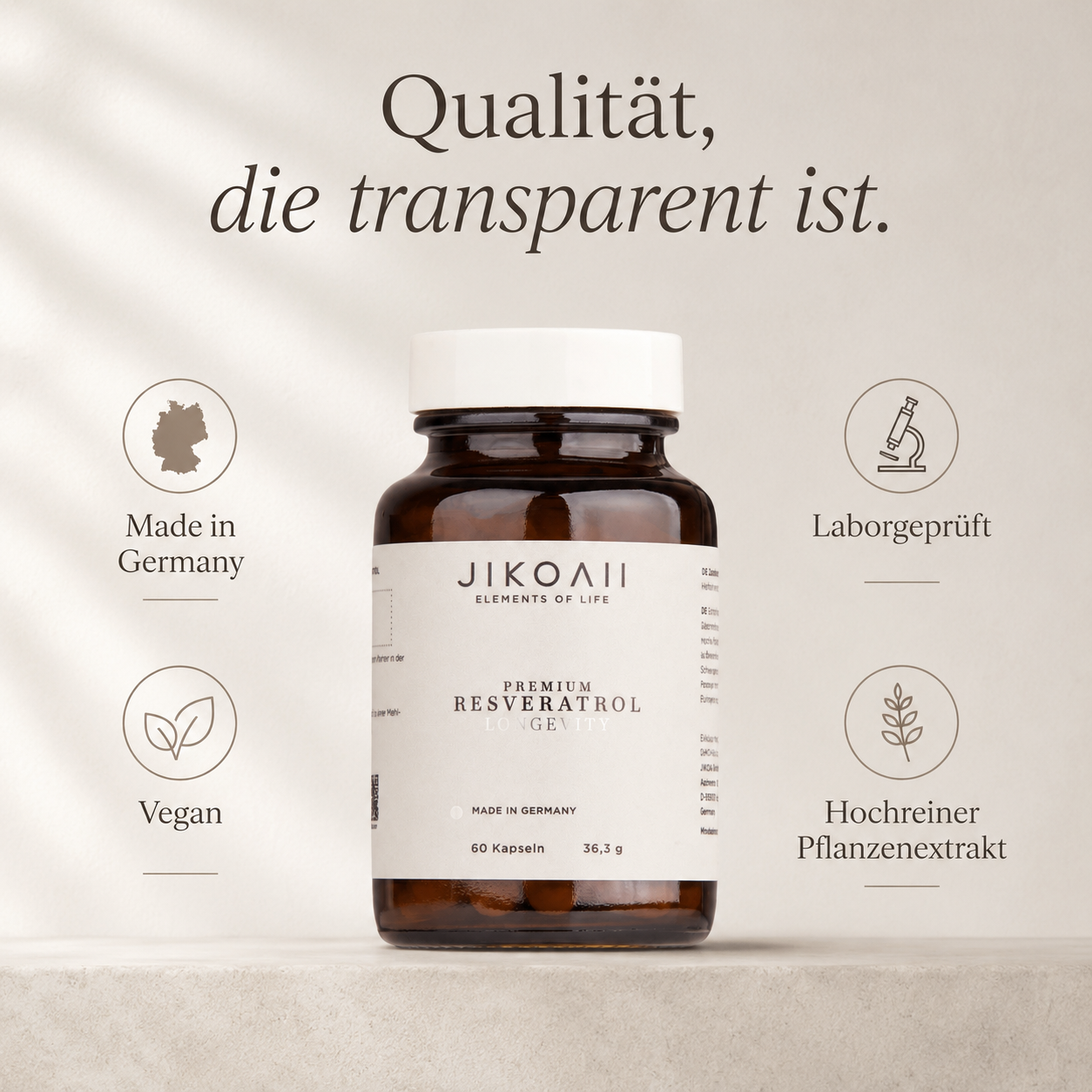 RESVERATROL | Anti-Aging & Zellschutz | Hochdosiert & vegan | JIKOAII®