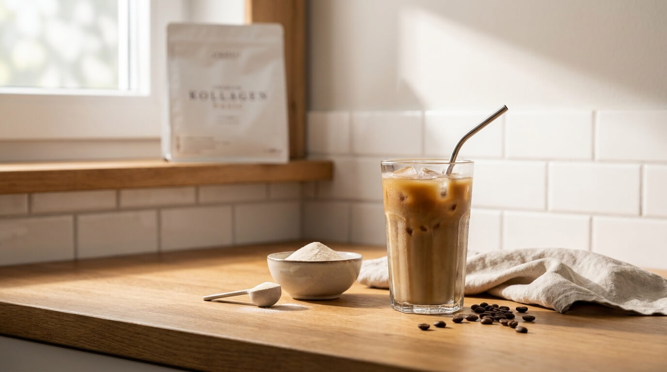 JIKOAII Ice Coffee mit Kollagen im Glas