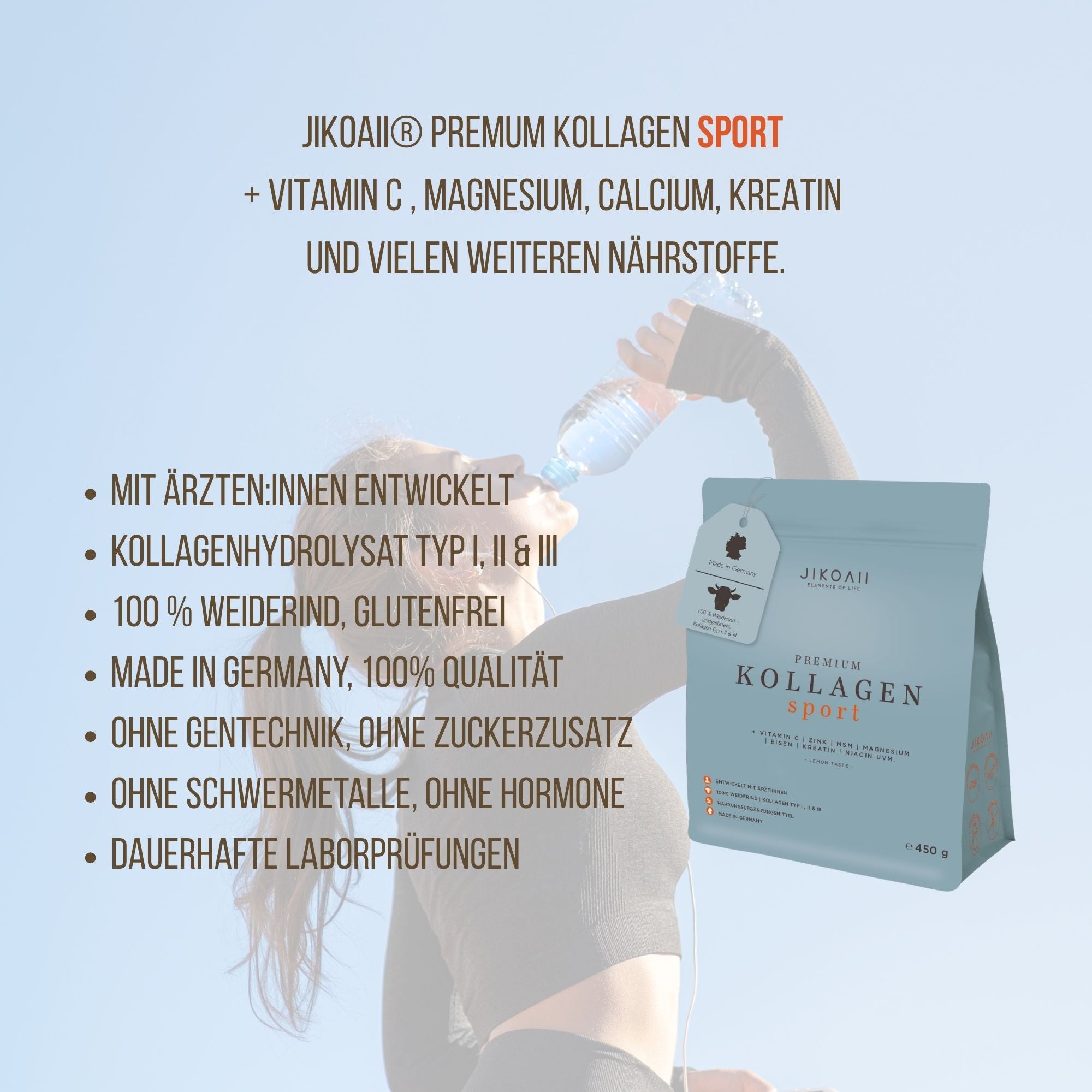 PREMIUM Kollagenhydrolysat SPORT + Kreatin und weiteren Vitaminen | JIKOAII®