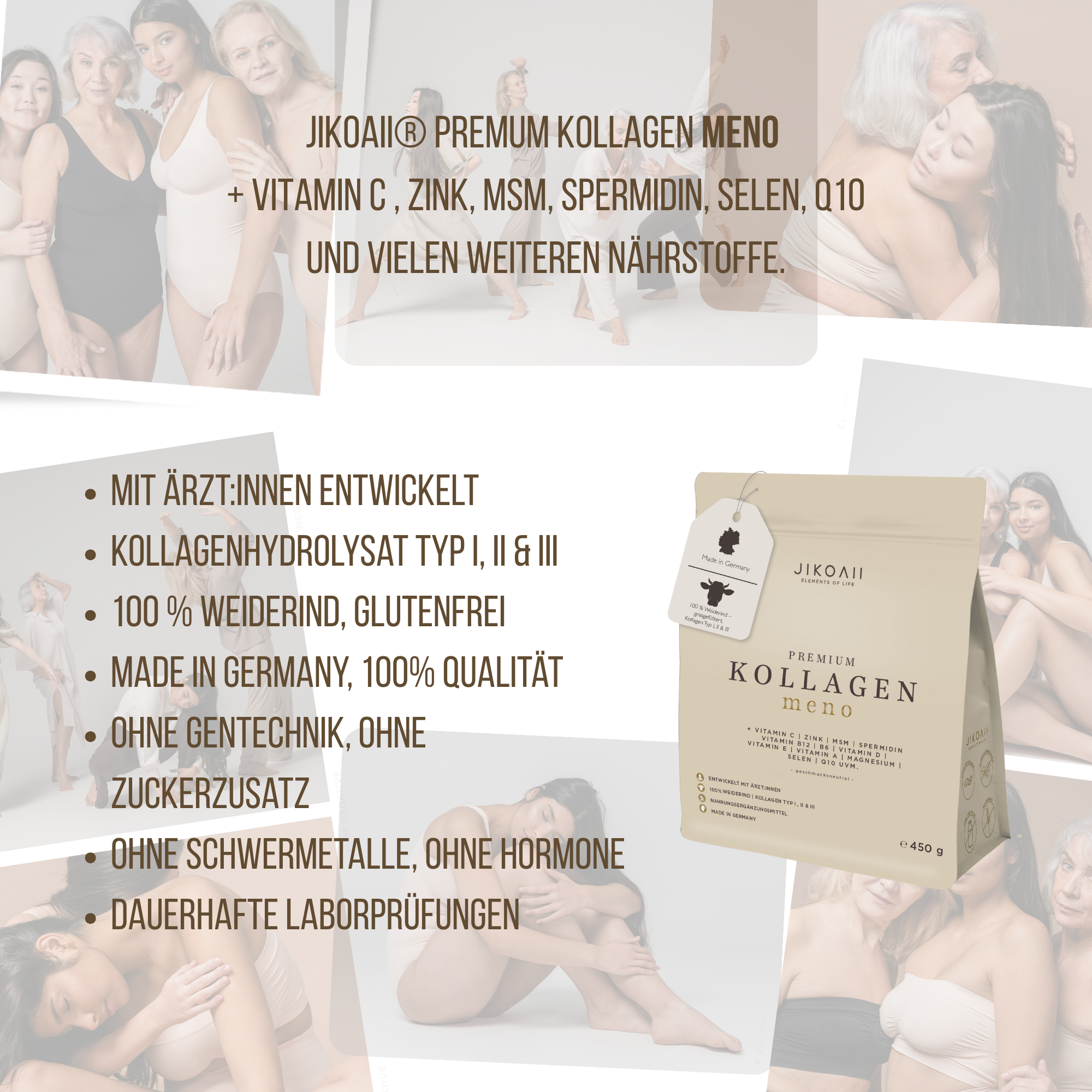 PREMIUM Kollagenhydrolysat MENO + Q10 und weiteren Vitaminen | JIKOAII®