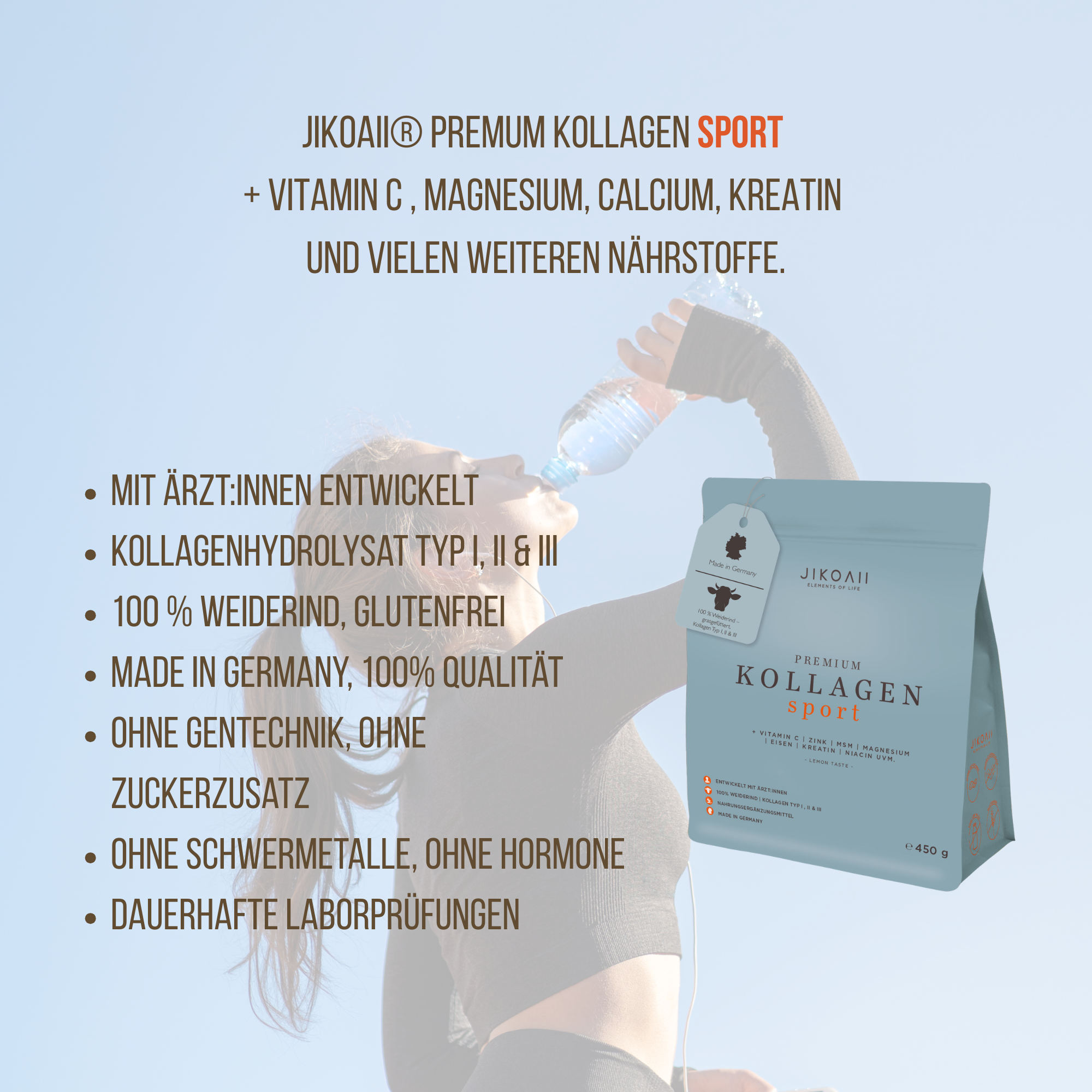 PREMIUM Kollagenhydrolysat SPORT + Kreatin und weiteren Vitaminen | JIKOAII®