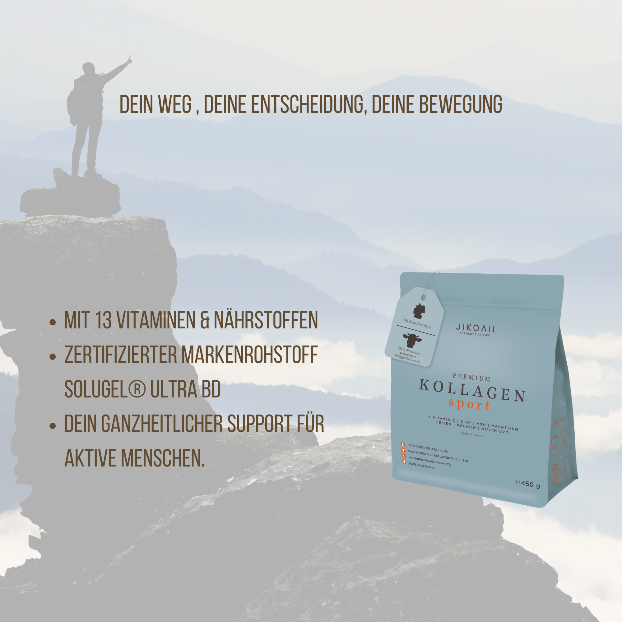 PREMIUM Kollagenhydrolysat SPORT + Kreatin und weiteren Vitaminen | JIKOAII®