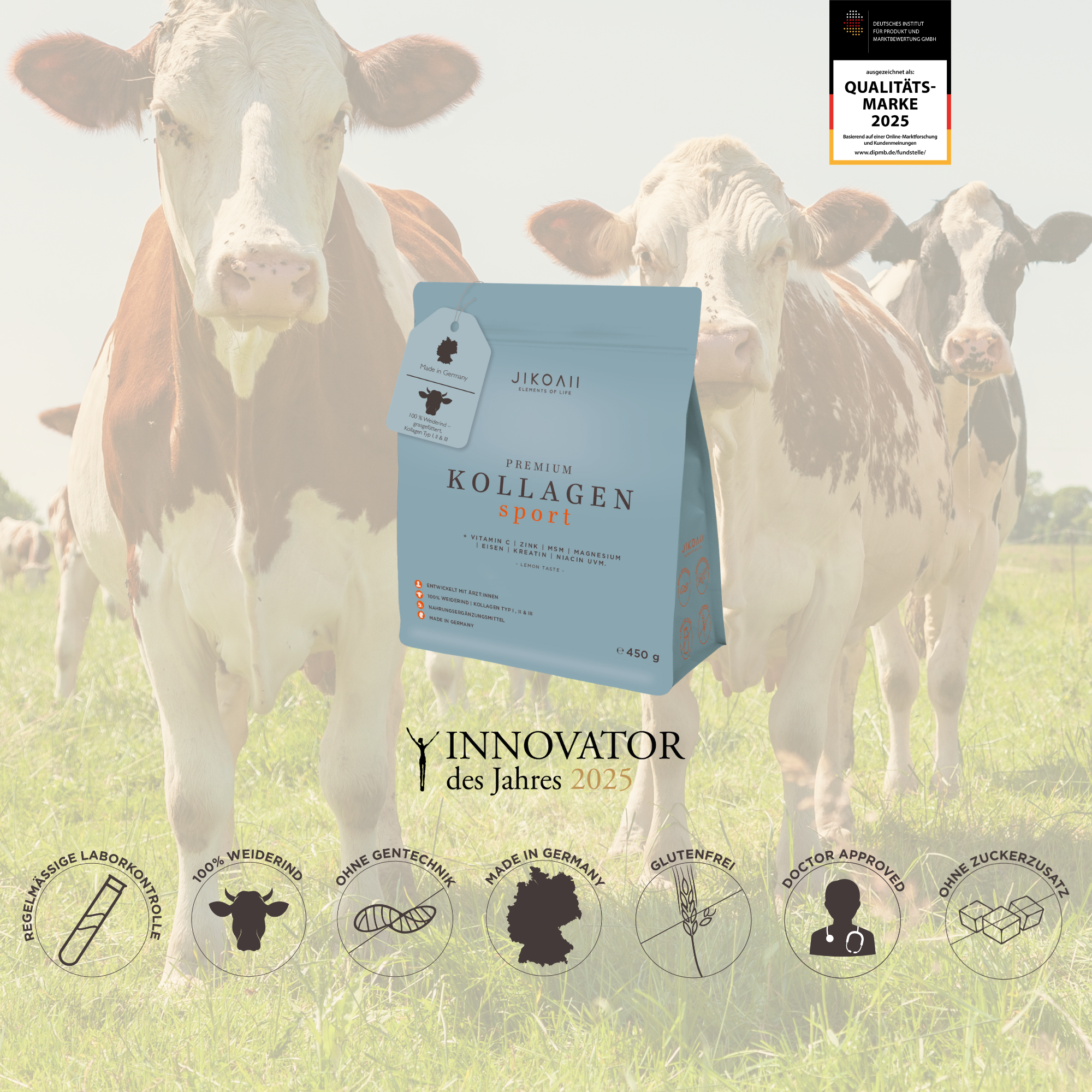 PREMIUM Kollagenhydrolysat SPORT + Kreatin und weiteren Vitaminen | JIKOAII®